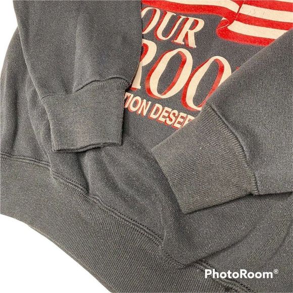 Vintage Desert Strom Sweatshirt We Support Our Troops Black Crew Neck Medium USA - Picture 5 of 7